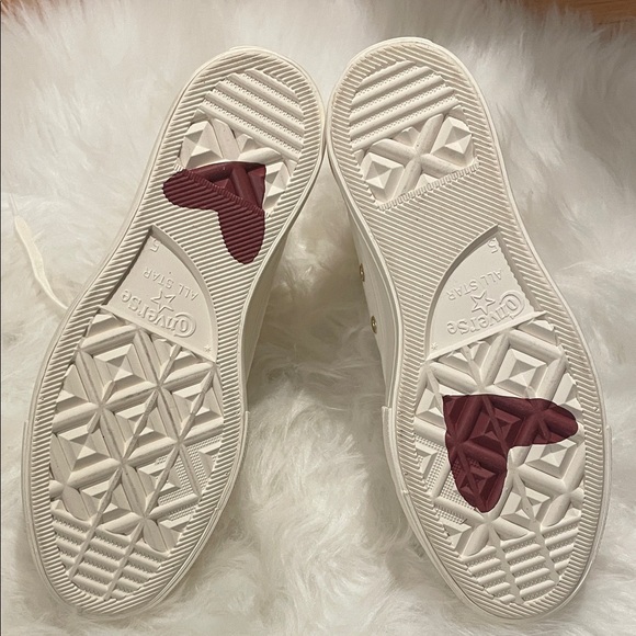 Converse All Star Cream Sneakers with Golden Chain - Picture 2 of 7